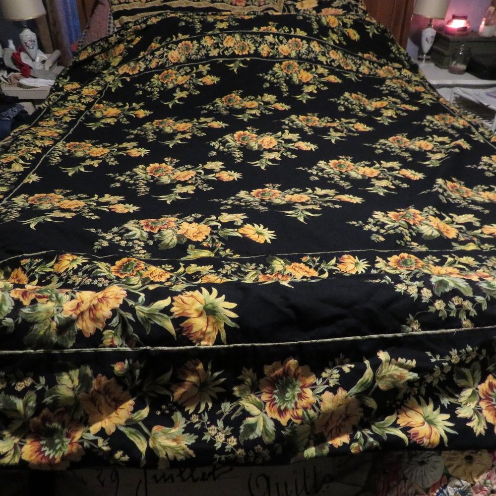 April Cornell Reversible black floral duvet cover